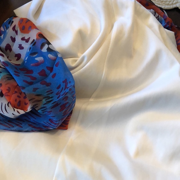 🐆Intrigue Chiffon Abstract Animal Print, white lined colorful maxi skirt - Picture 11 of 11